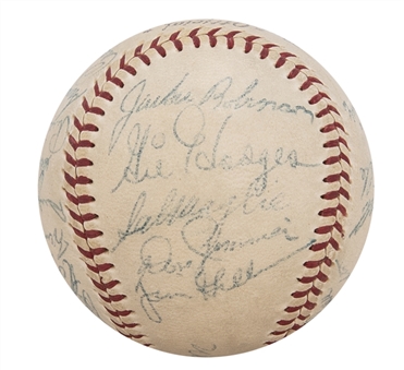 1956 Brooklyn Dodgers Team Signed ONL Giles Baseball with 24 Signatures Including Jackie Robinson, Roy Campanella and Don Drysdale (JSA)